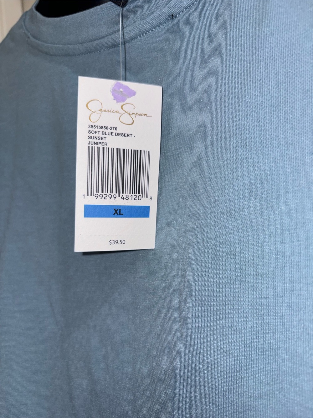 Jessica Simpson Blue Short Sleeve Tee with Sunset Graphic - Picture 5 of 6